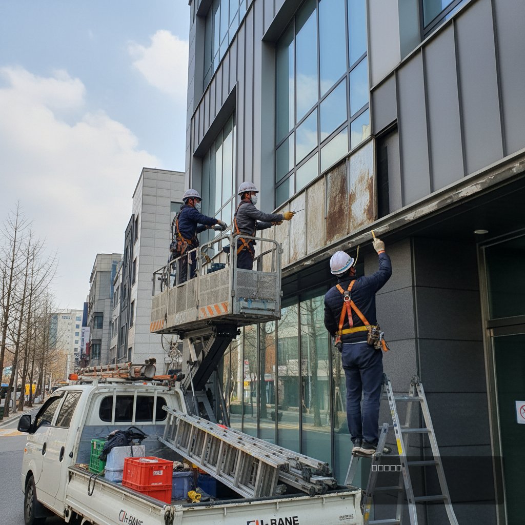 경기도 시설물 유지보수 업체 보수 중 작업 과정 - 건원메탈산업 직영시공